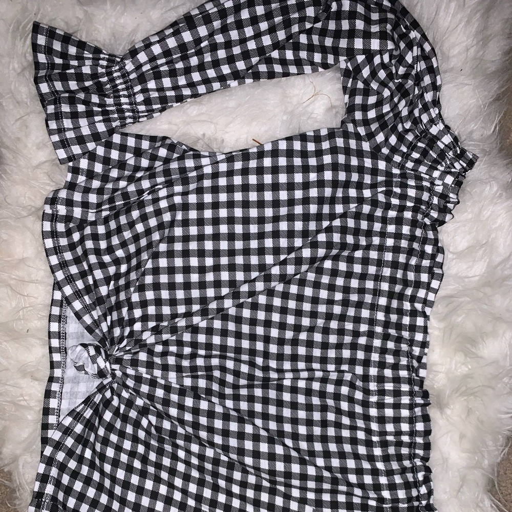 Off-Shoulder Flannel Crop Top
